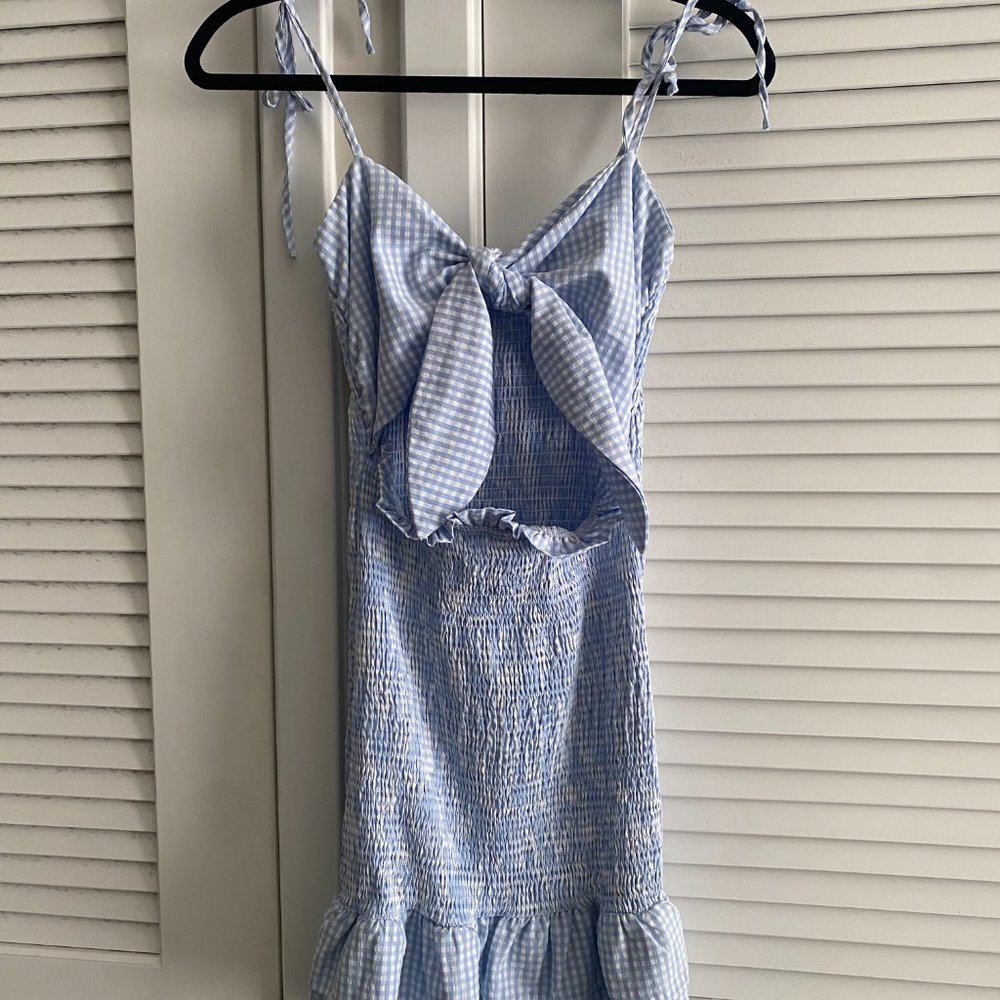 MABLE Blue and White Smocked Dress